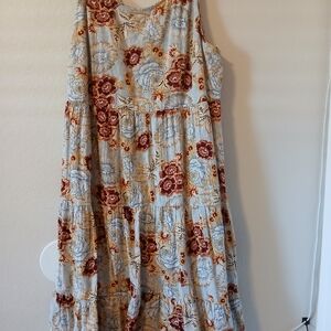 New Directions Floral Midi Dress - Cream and Red